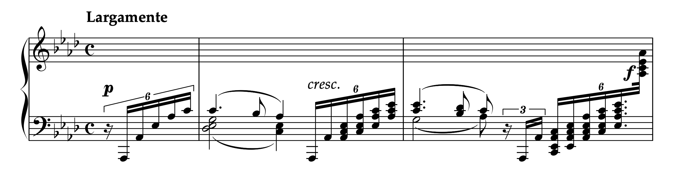 アルカン「片手ずつ、および両手のための3つの大練習曲 より 左手のための幻想曲 Op.76-1 変イ長調」1-2小節