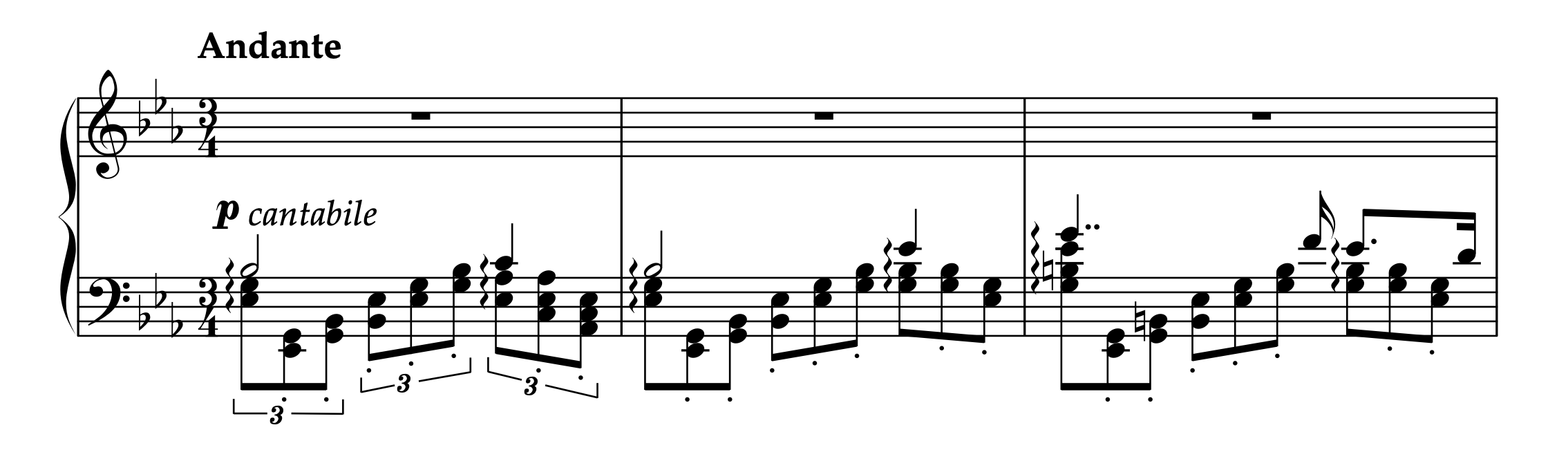 デーラー「演奏会用練習曲 変ホ長調 Op.42 No.33」1-3小節