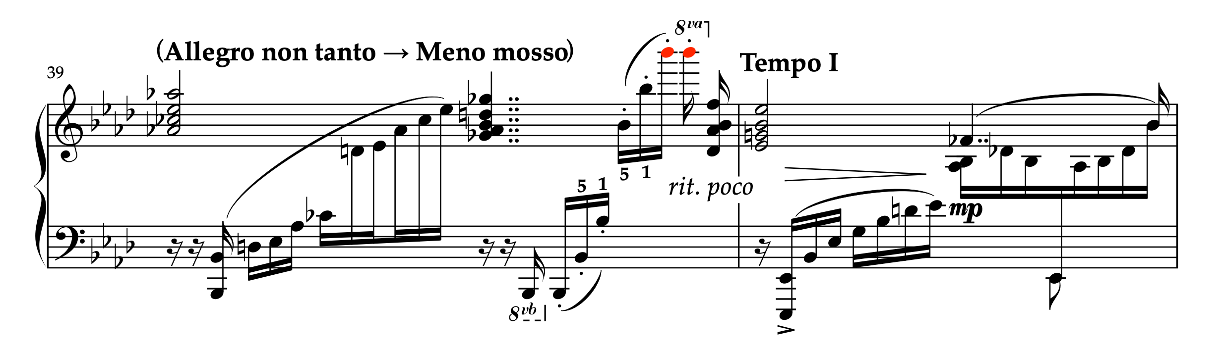 ブルーメンフェルド「左手のための練習曲 Op.36」39-40小節