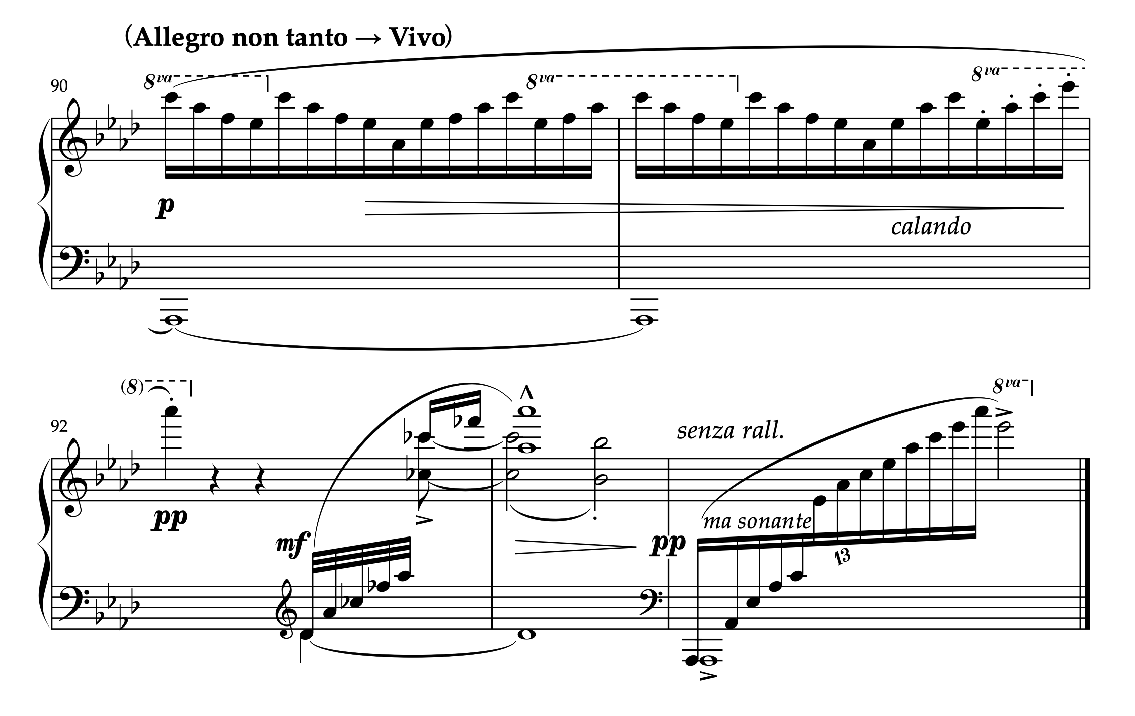 ブルーメンフェルド「左手のための練習曲 Op.36」90-94小節