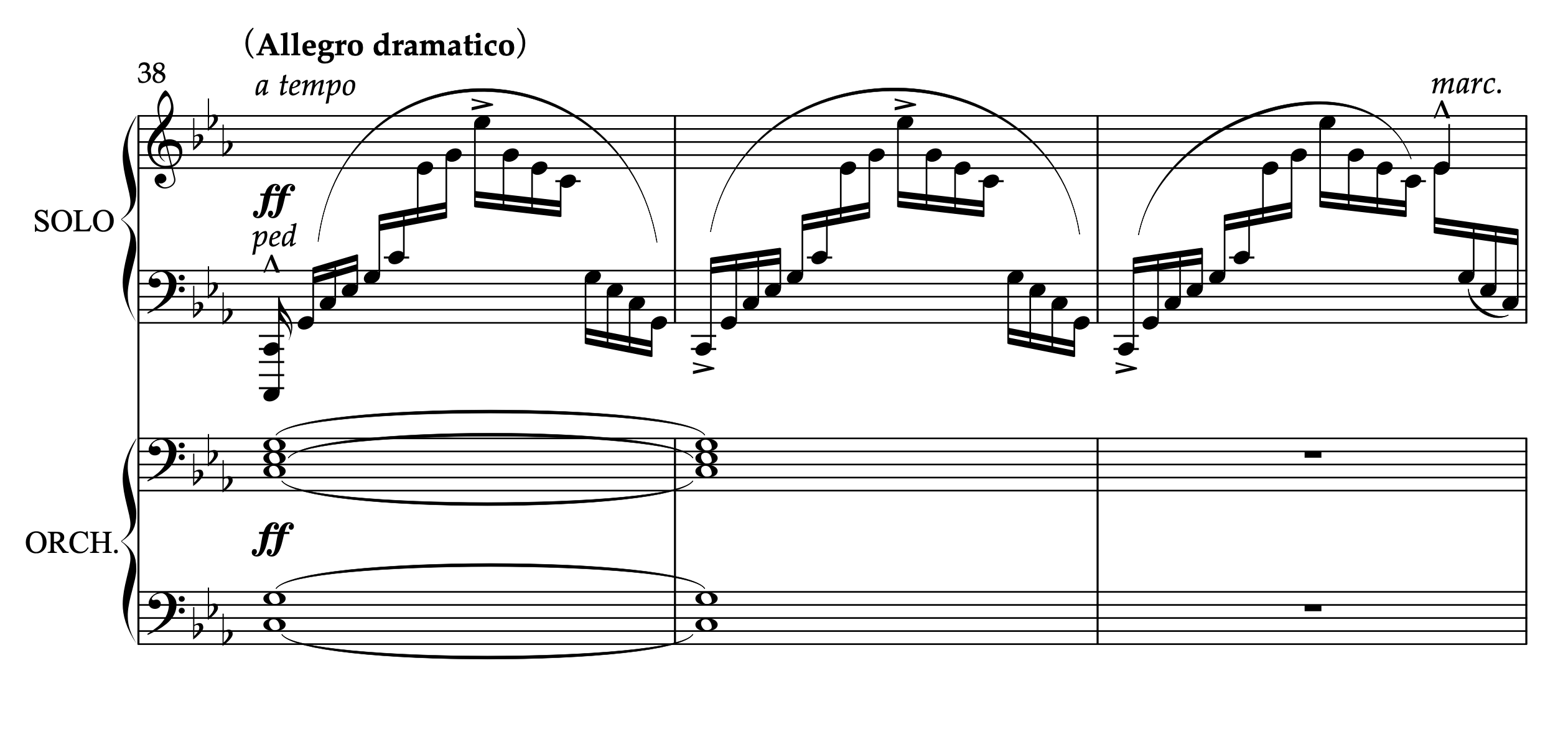 ボルトキエヴィチ「左手のためのピアノ協奏曲 第2番 Op.28」38-40小節