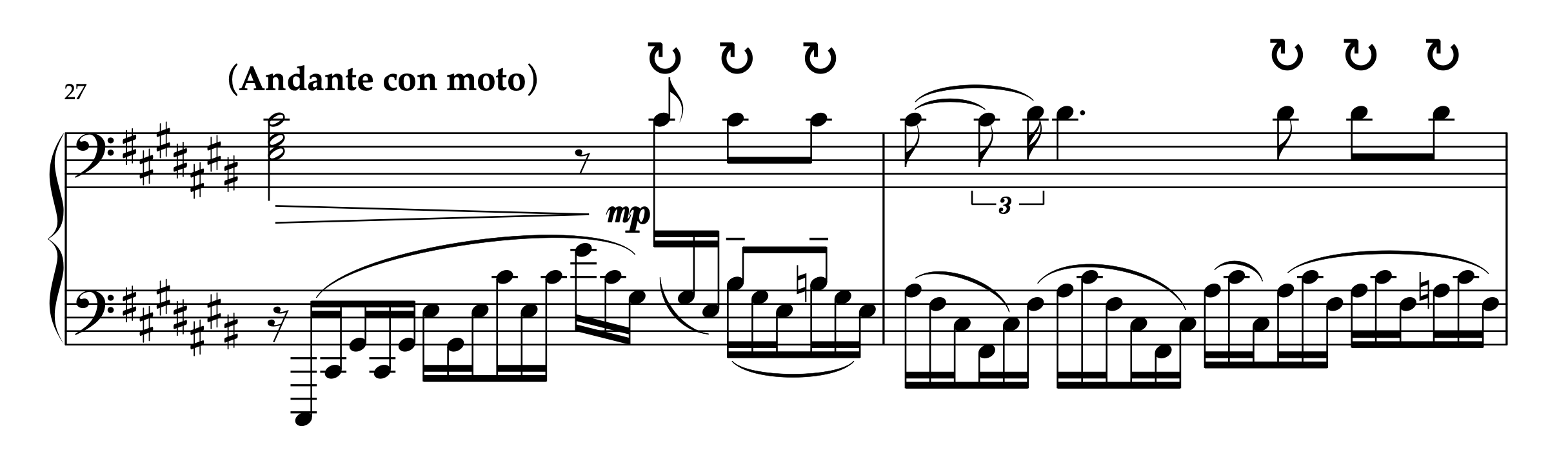 ボルトキエヴィチ「4つのピアノ曲 第3番 祝婚歌 Op.65-3」27-28小節