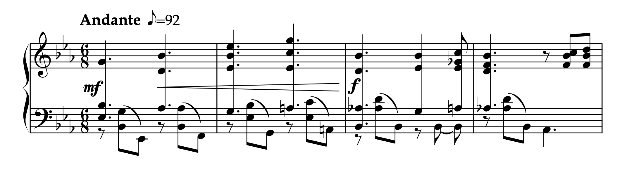 ル・ボー「インプロヴィザータ(即興曲):左手のための練習曲 Op.30」1-4小節