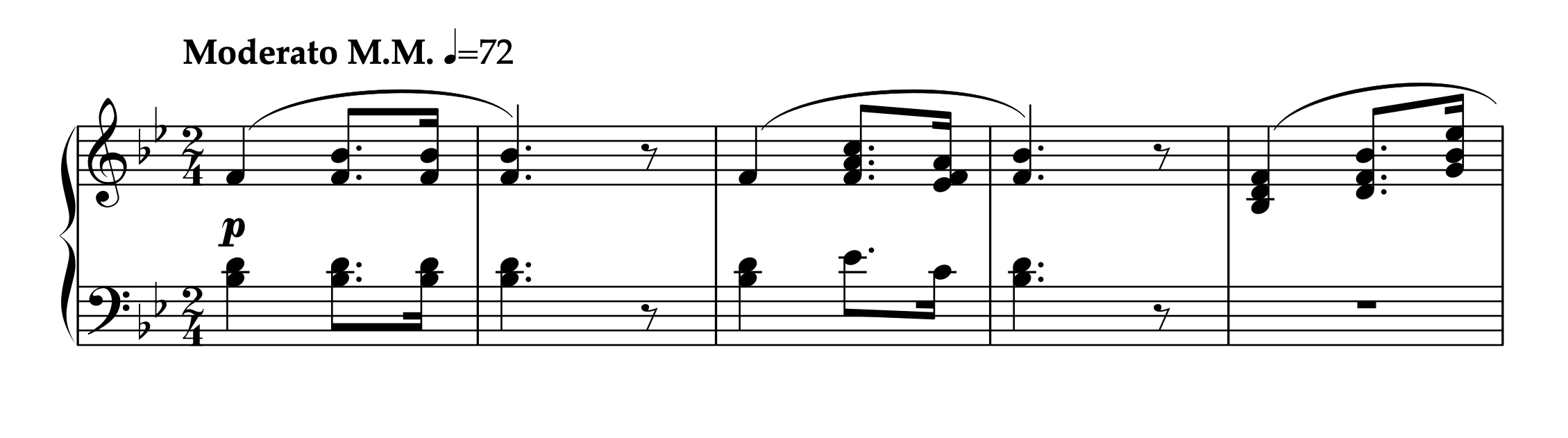 ワーグナー=サルトーリオ「歌劇《ローエングリン》より 婚礼の合唱(左手編曲版)」1-5小節