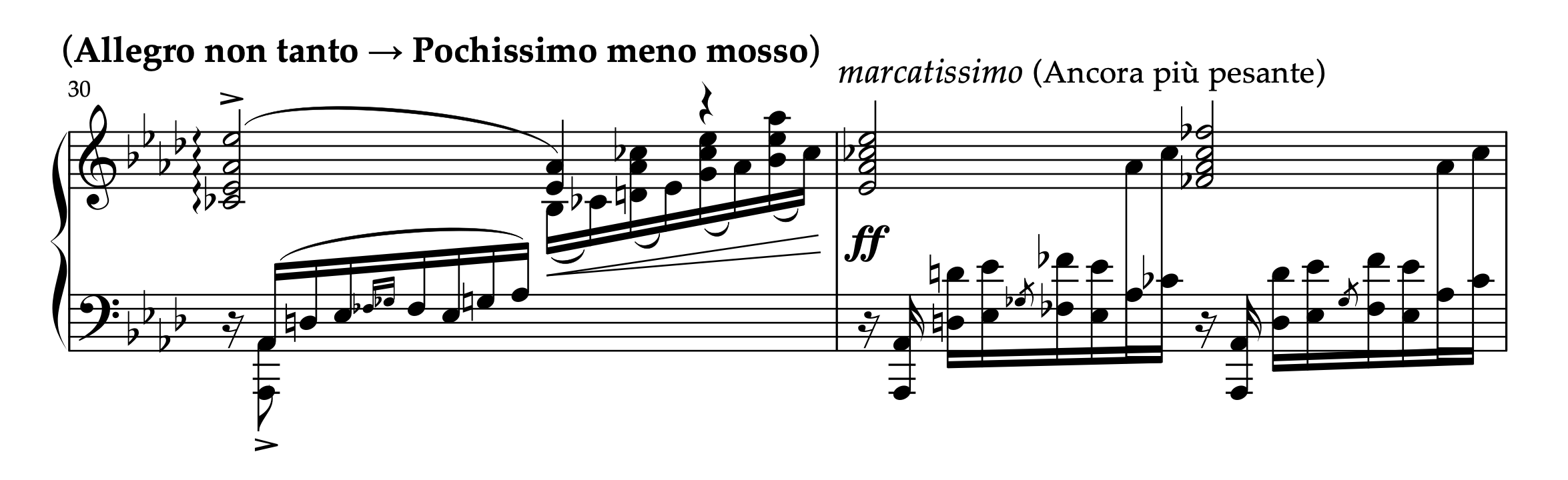 ブルーメンフェルド「左手のための練習曲 Op.36」30-31小節