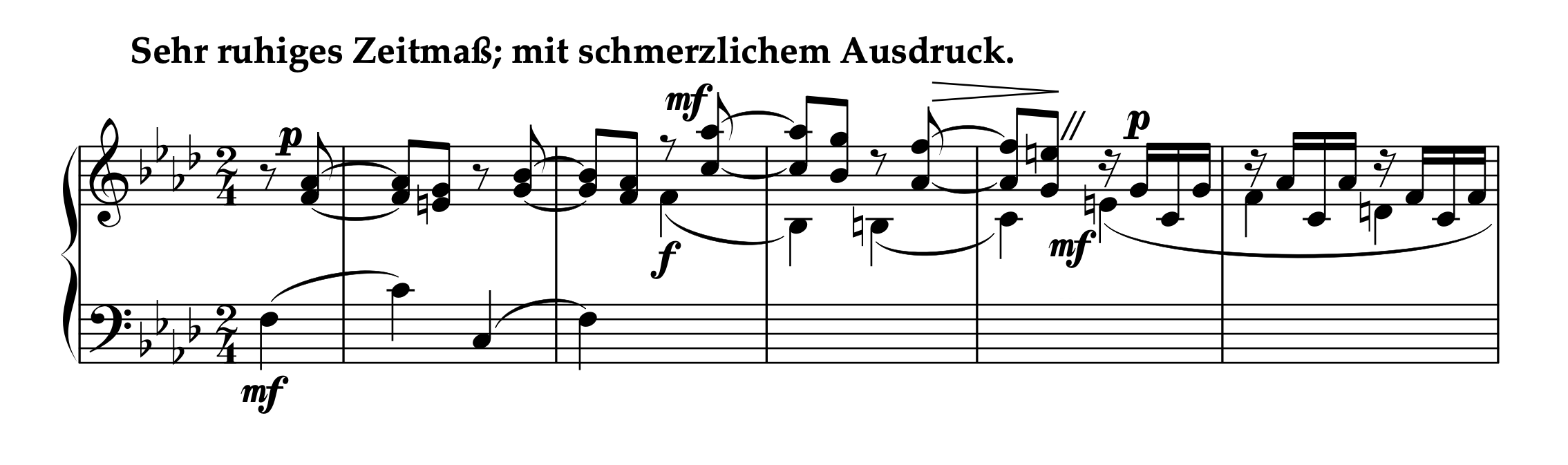 バッハ=ホーホシュテッター「平均律クラヴィーア曲集 第2巻 第12番 BWV881 ヘ短調 より プレリュード」1-5小節
