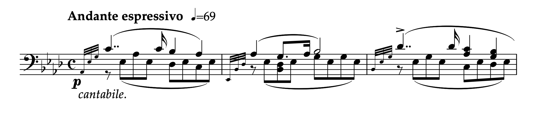 ツェルニー「左手のための2つの練習曲 Op.735 第2番」1-3小節