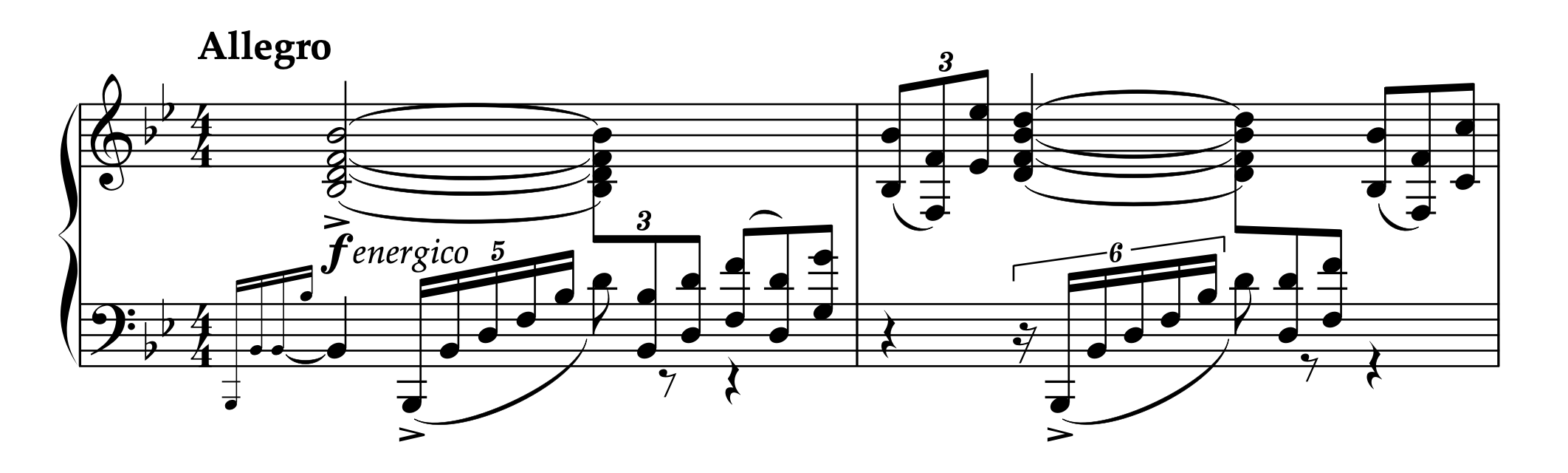 バルトーク「4つのピアノ曲 より 左手のための練習曲 BB 27」1-2小節