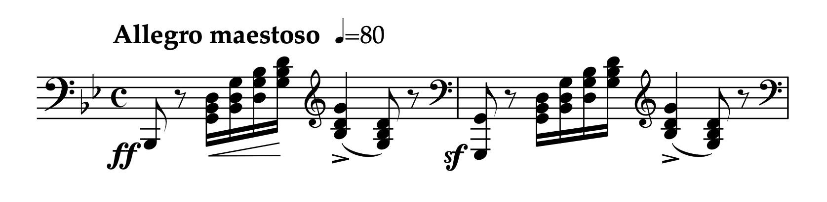 ツェルニー「左手のための2つの練習曲 Op.735 第1番」1-2小節