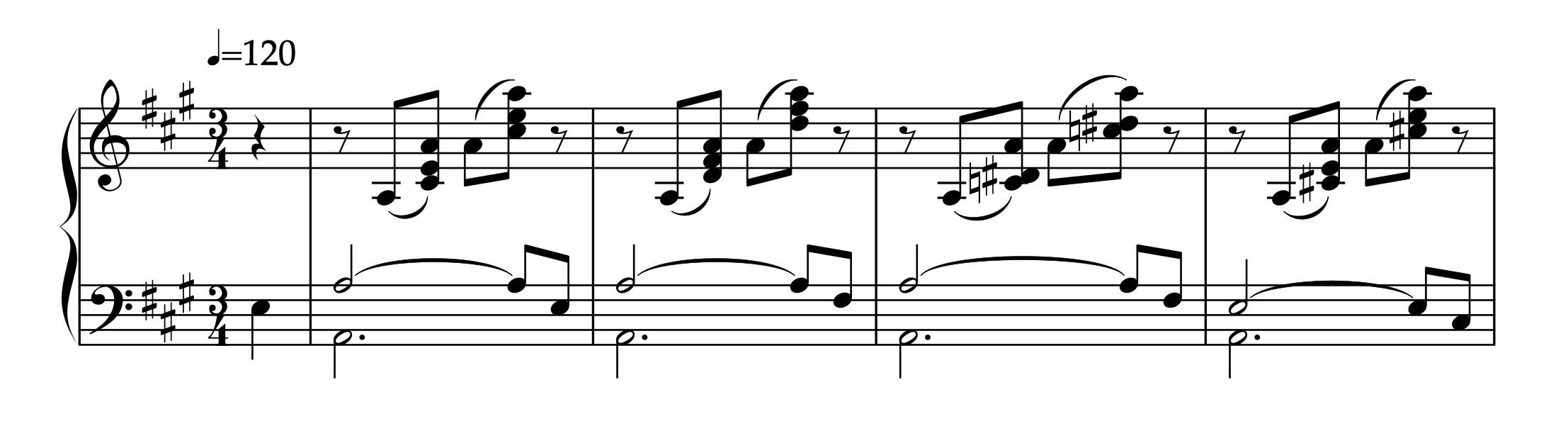 タッペルト「左手のための50の練習曲 より No.22（Exercise）」1-4小節