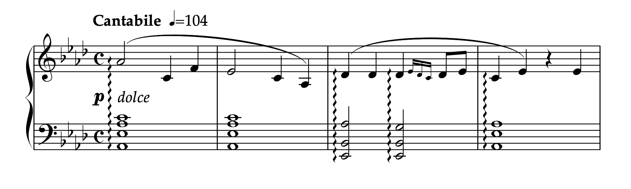 タッペルト「左手のための50の練習曲 より No.45（Exercise）」1-4小節