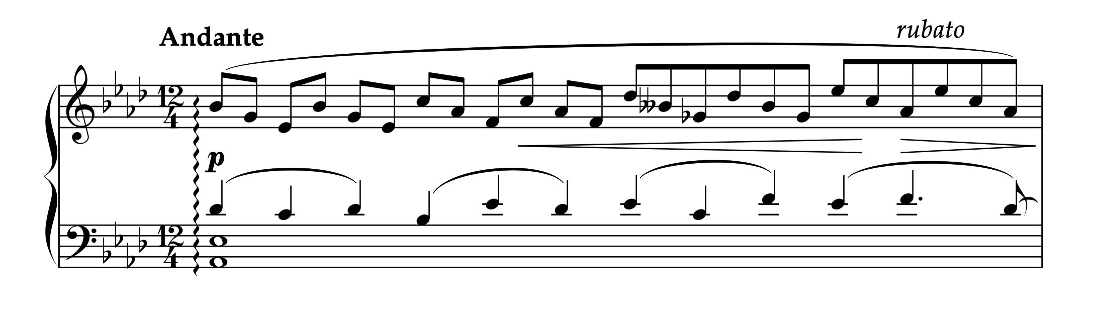 ブランシェ「左手のための13の練習曲 Op.53 より 第3曲」1小節目