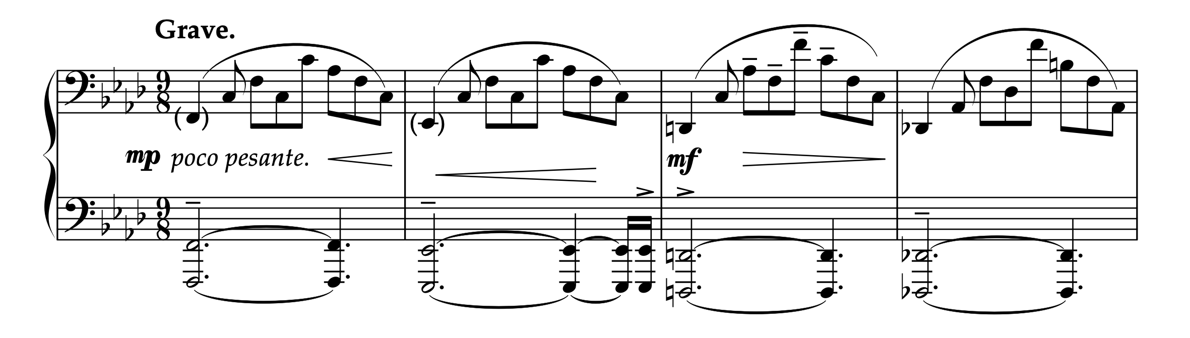 ボウエン「ノクターン（左手のためだけに） Op.42-5」1-4小節