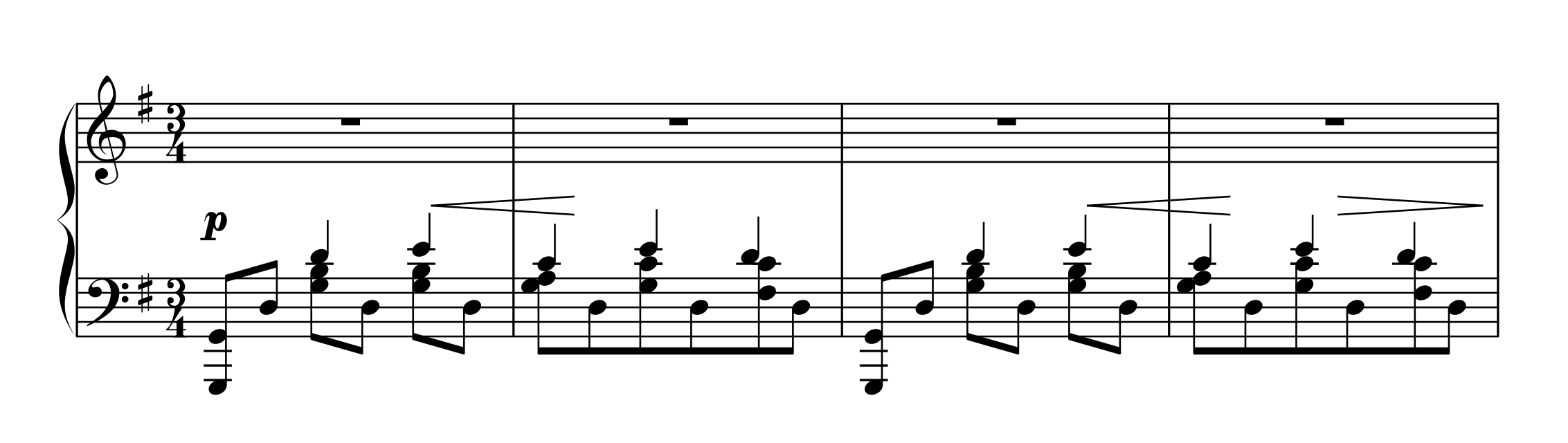 ネポムセーノ「Nocturne No.2 in G major」1-4小節