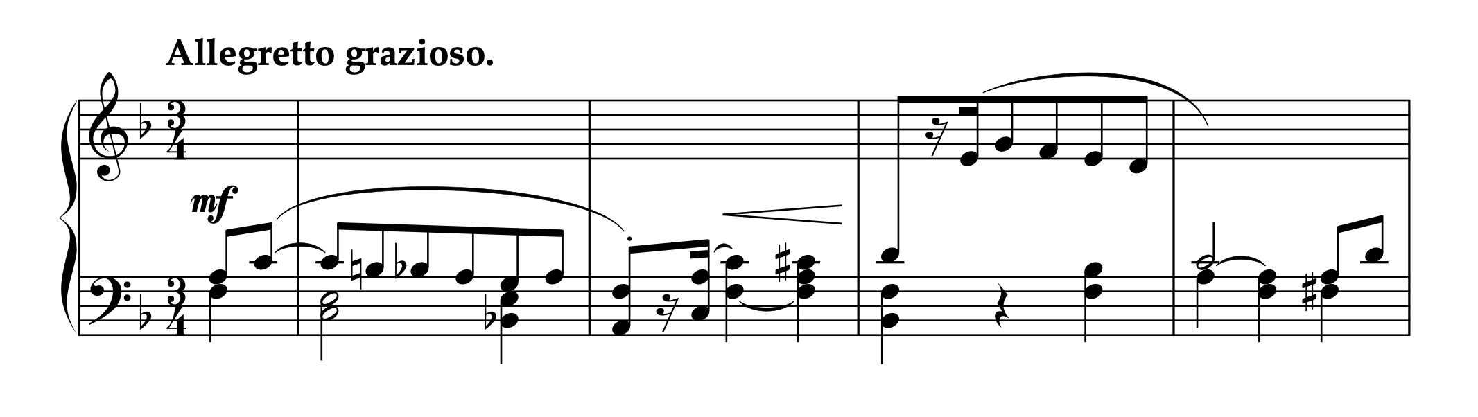 ルードヴィヒ・ビルケダル=バルフォド「左手のための練習曲集 より 第1曲」1-4小節