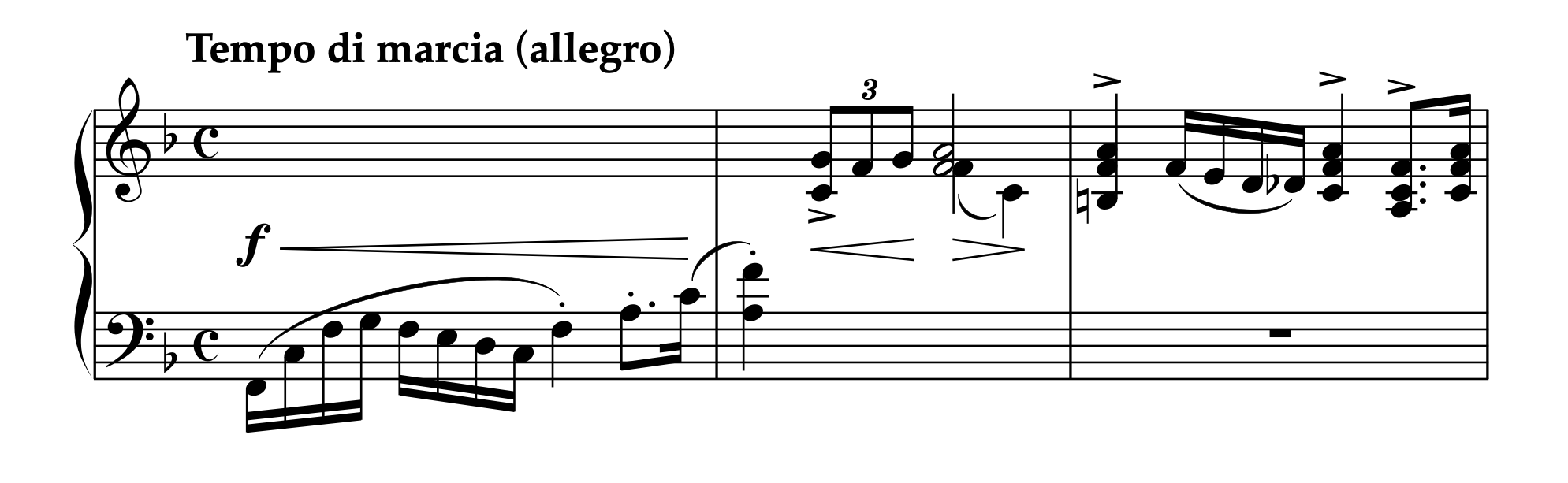 フンメル「左手のためのマーチ Op.43-5」1-3小節