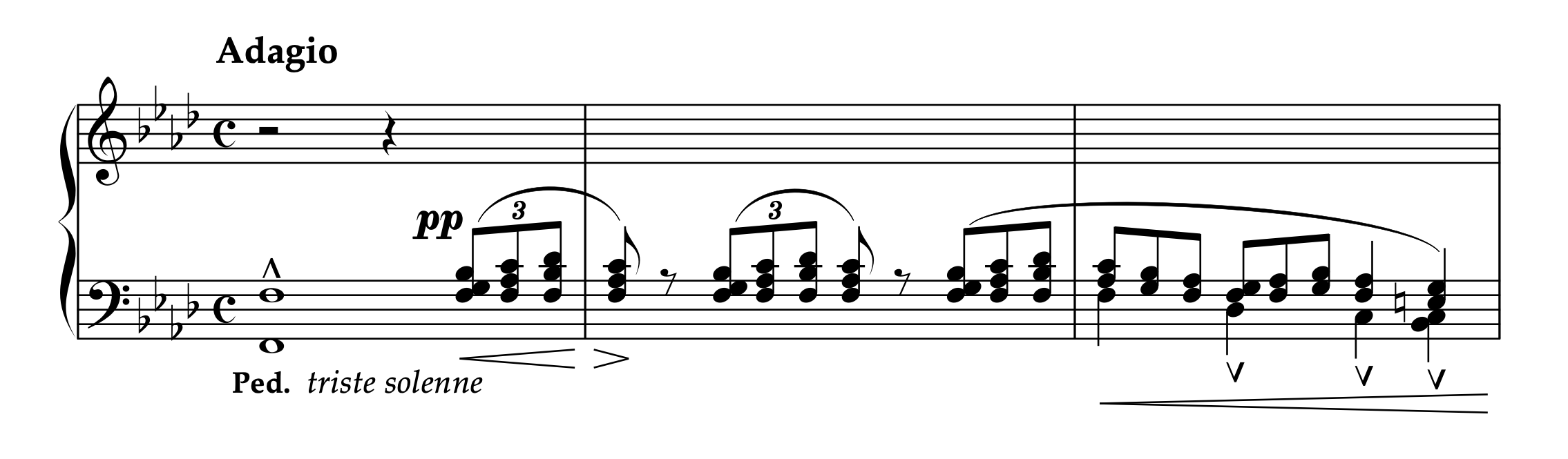 プフェフェール編曲「ヴェルディ 歌劇《トロヴァトーレ》の“ミゼレーレ”による左手のための華麗な大編曲」1-3小節