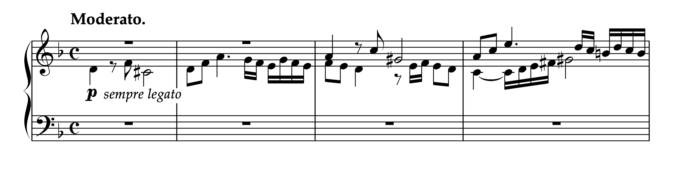 ブスマイヤー「左手または両手のための3つのピアノ小品 Op.5 より 第2曲 フゲッタ」1-4小節