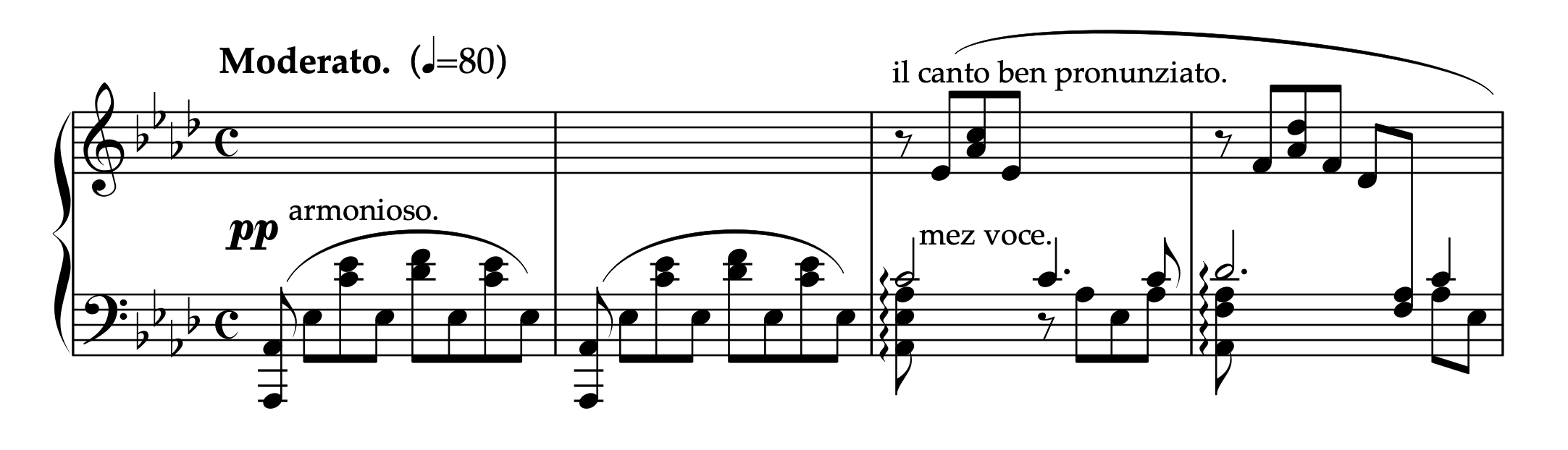 リスベルク「左手のためのエチュード Op.20」1-4小節