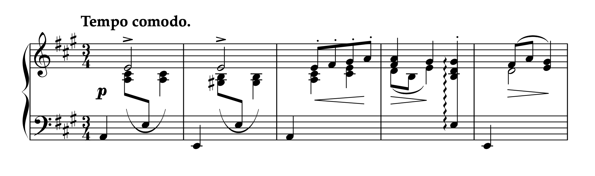ニーマン「コンサート・ワルツ Op.36(左手のための)」1-5小節