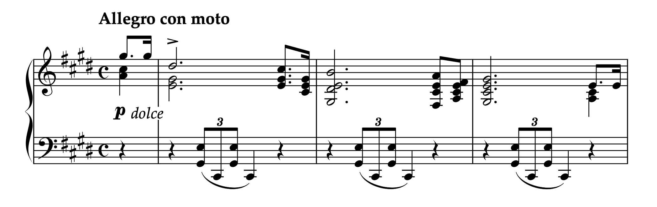 ヴィリンスキー「左手のための前奏曲 Op.3」1-3小節