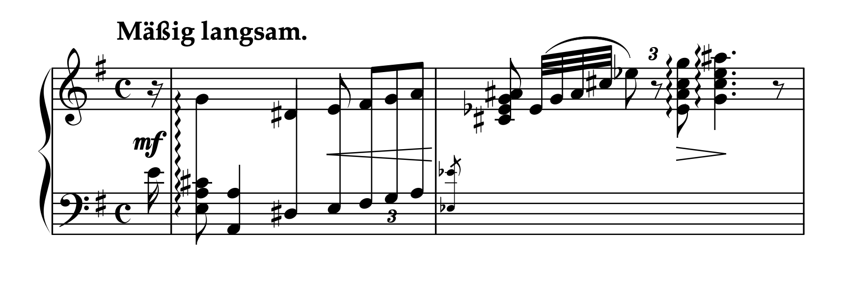 ホルン「左手のための2つの小品 より 第2曲」1-2小節