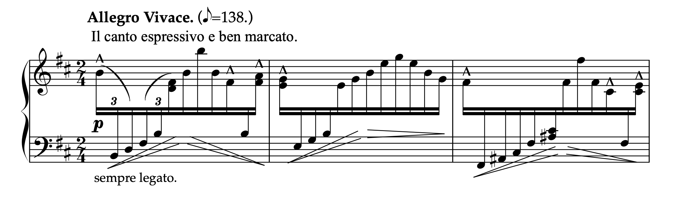 ヨーゼフ・クリストフ・ケスラー「狂詩的練習曲（右手のための）」1-3小節