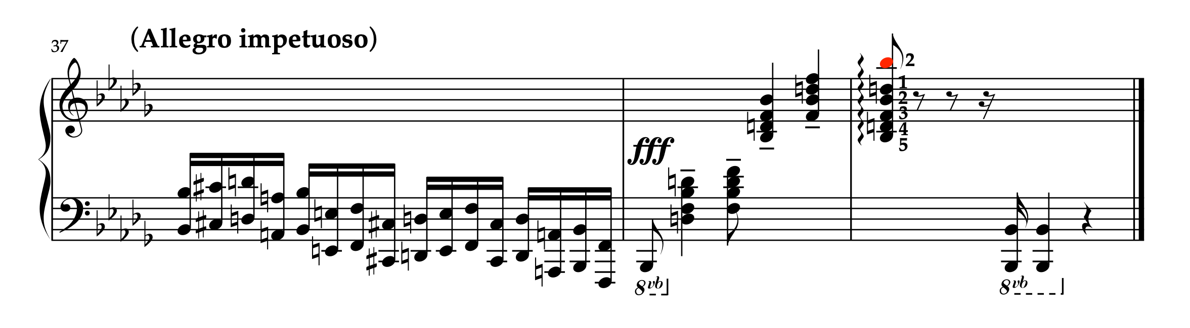 モシュコフスキー「左手のための12の練習曲 Op.92 より 第12曲」37-39小節