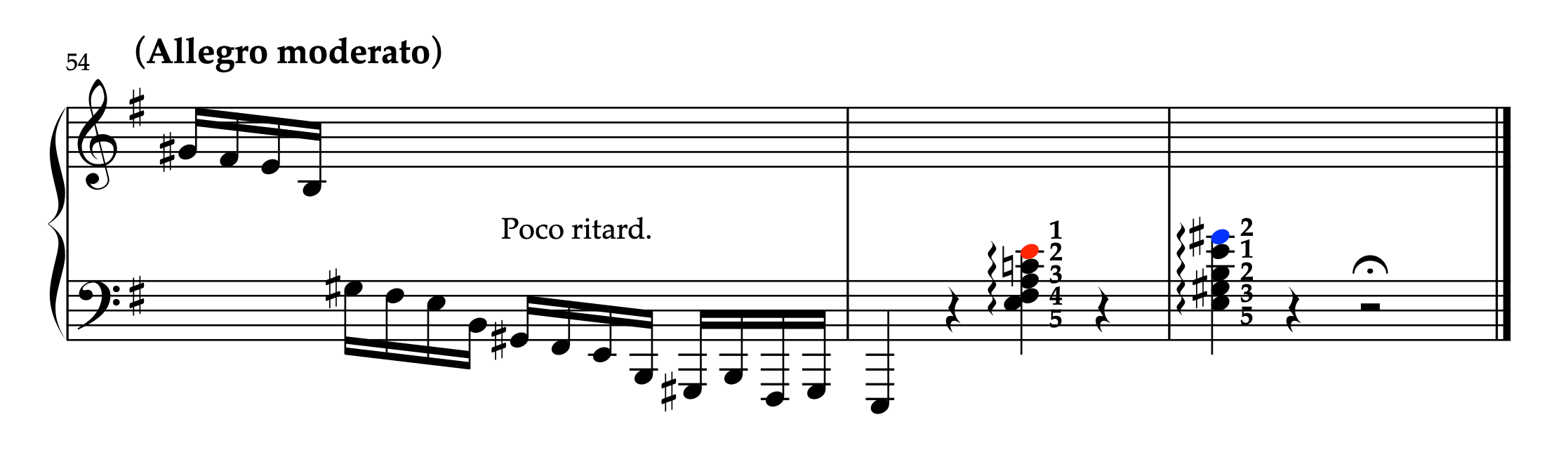 モシュコフスキー「左手のための12の練習曲 Op.92 より 第4曲」54-56小節