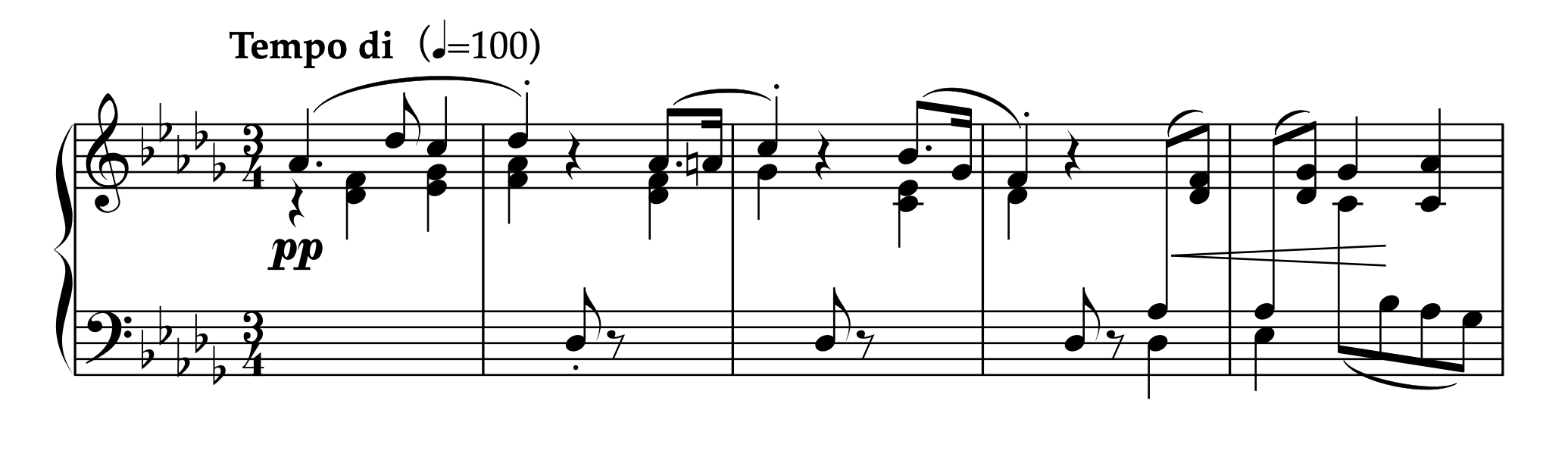 ラインベルガー「左手、または両手のためのピアノ練習曲集 Op.113 より 第2曲 メヌエット」1-5小節